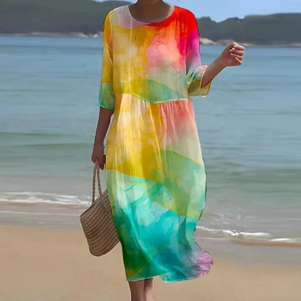 Bloemenjurk dames buikbedekkend elegant zomerlook – Isabella