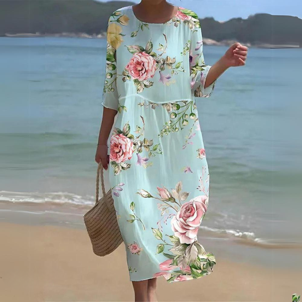 Bloemenjurk dames buikbedekkend elegant zomerlook – Isabella