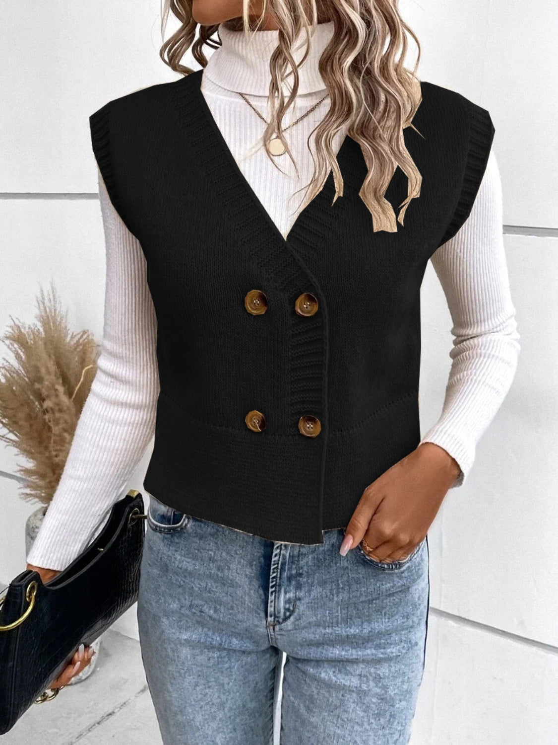 Stijlvolle V-hals cardigan met knopen – Emma