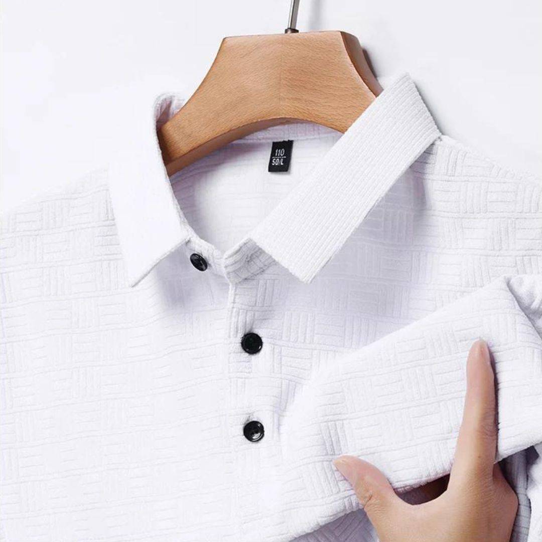Textuur Ruit Katoen-Hennep Polo Shirt voor Heren – Victor