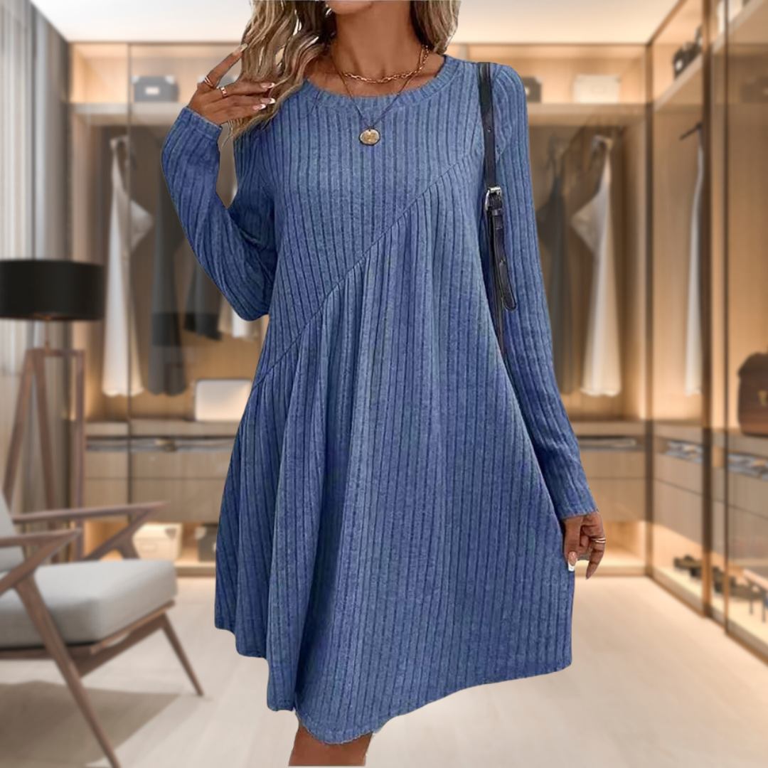 Dames jurk lang mouw herfst comfortabel stijlvol – Renalya