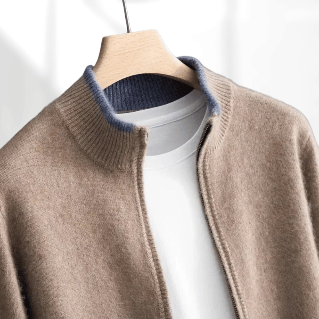 Luxe kasjmier vest met rits voor heren – Amari