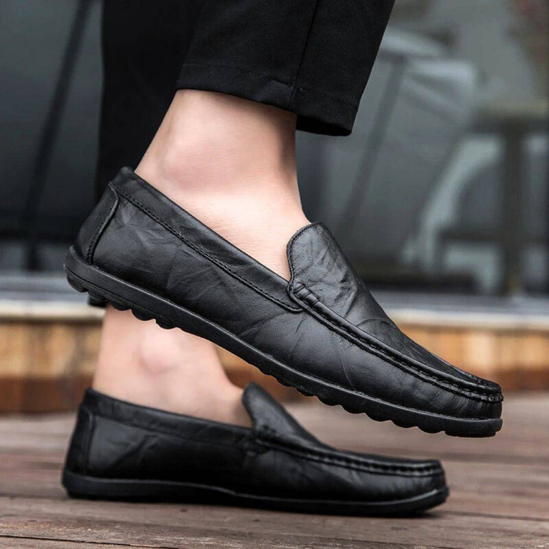 Heren Stiksel Detail Leren Instap Loafers - Han