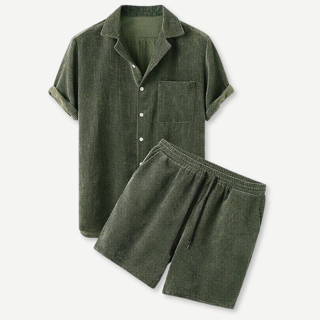 Casual Corduroy Shirt en Shorts Set voor Zomer – Lucas
