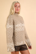 Beige kersttrui dames met feestelijk design – Sophie