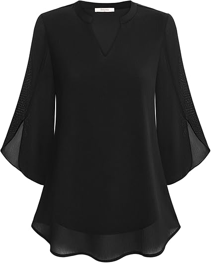 Luxe gelaagde damesblouse met elegante V-hals – Sophie