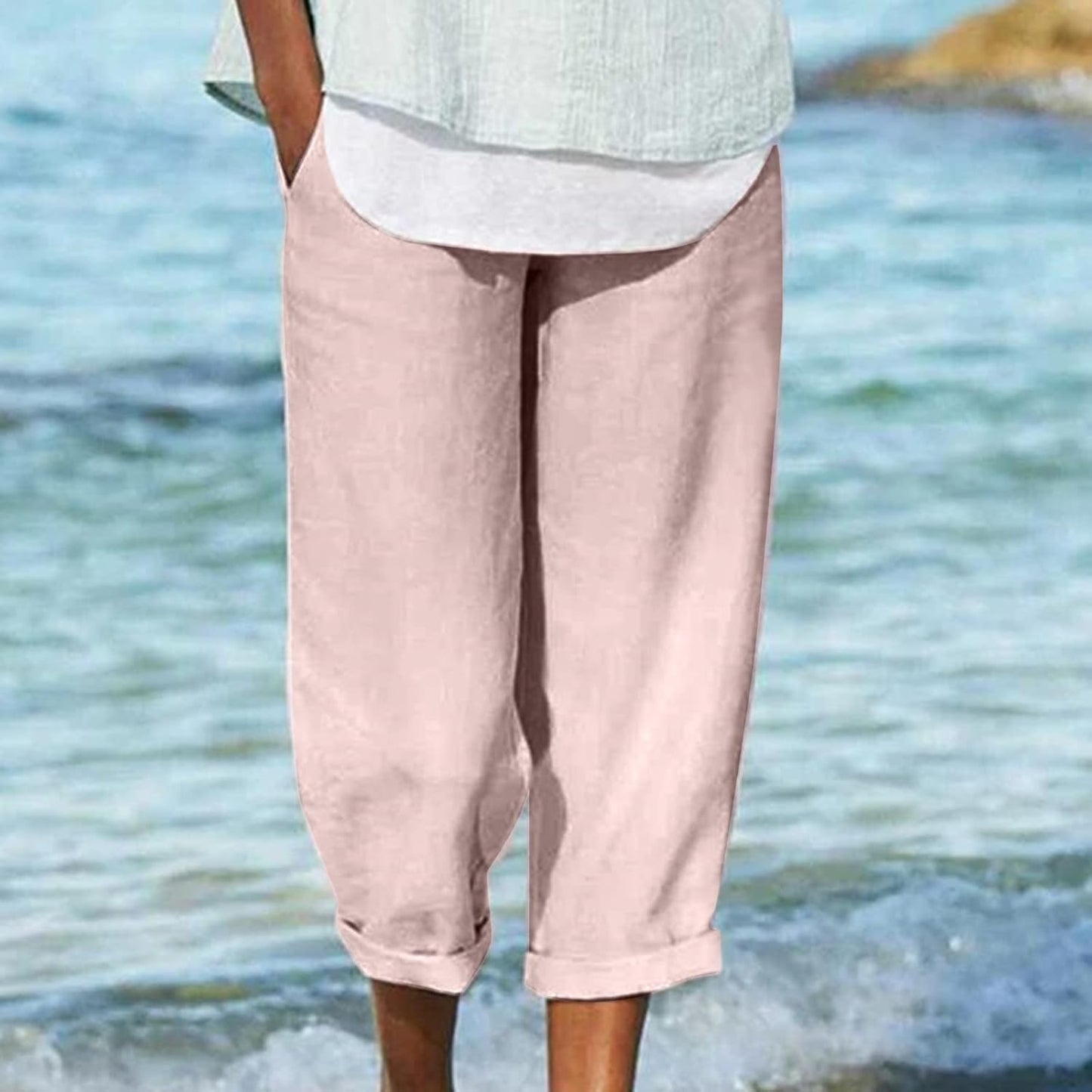 Luchtige cropped damesbroek met relaxte pasvorm – Clydel