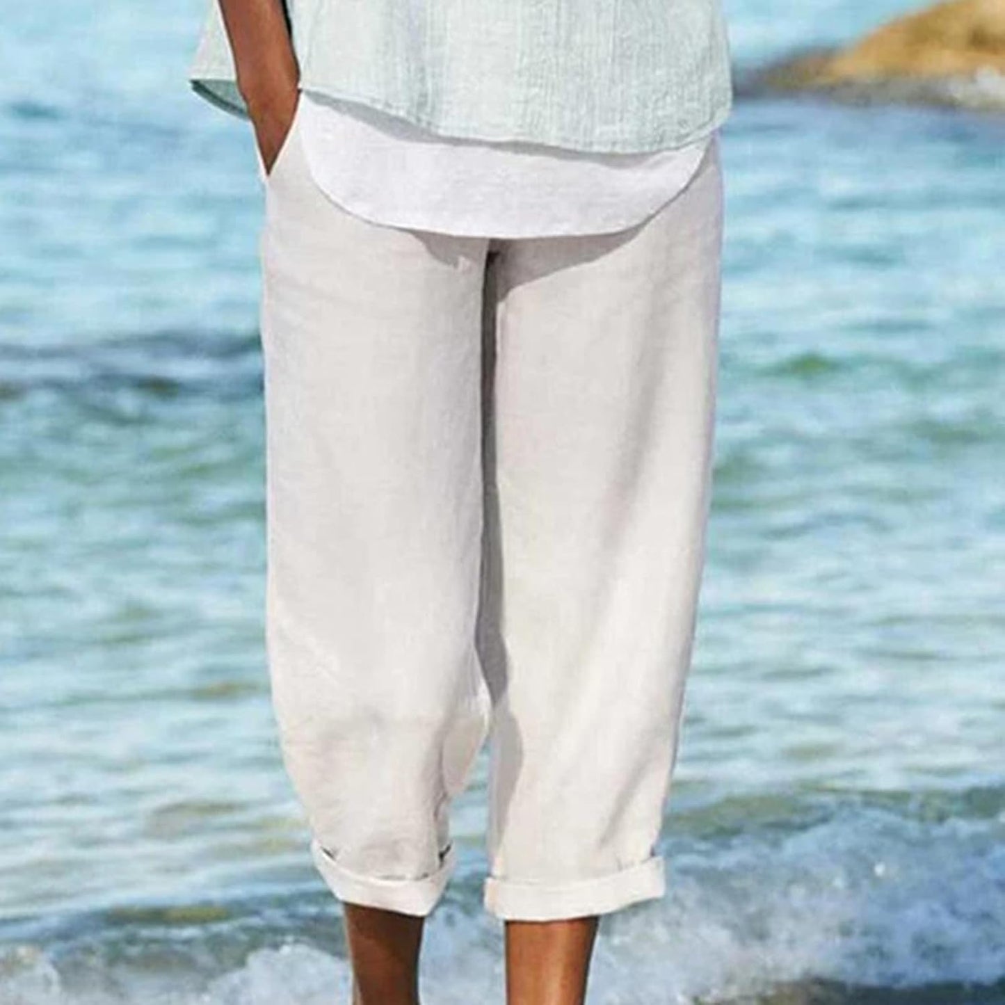 Luchtige cropped damesbroek met relaxte pasvorm – Clydel