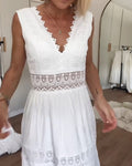 Kant midi zomerjurk met V-hals – Elena