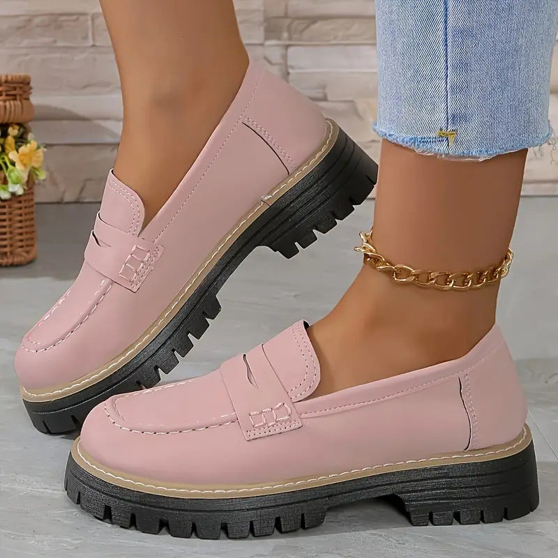 Chunky dames loafers met verhoogde zool en suede – Lurova