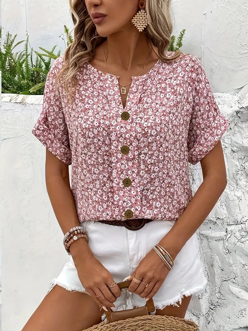 Luchtige damesblouse met bloemenprint en losse pasvorm – Mirelia