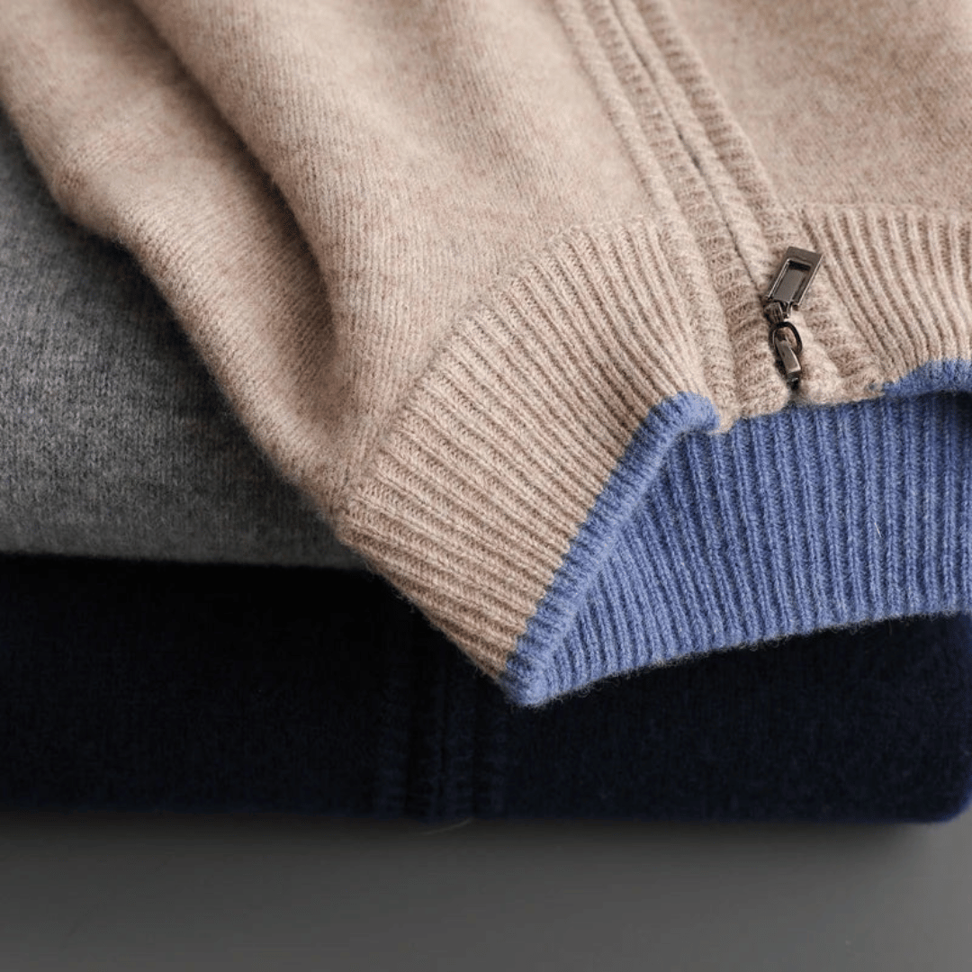 Luxe kasjmier vest met rits voor heren – Amari