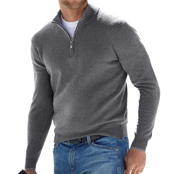 Half-Zip Sweater Zwart Comfortabel en Stijlvol – Norvik