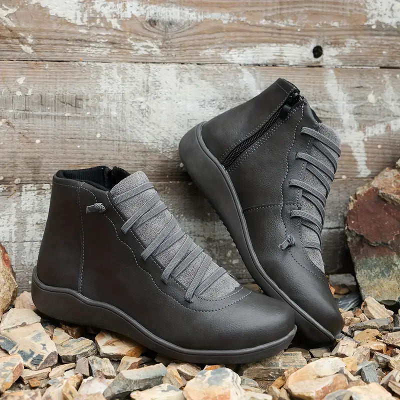 Orthopedische leren schoenen met steunzool en rits – Sophie