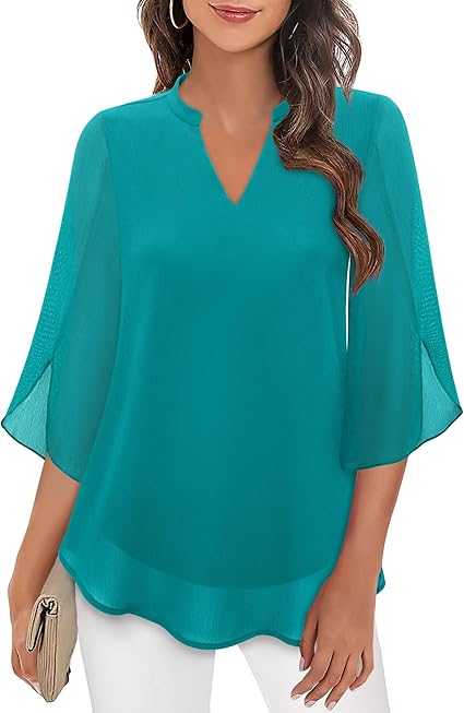 Luxe gelaagde damesblouse met elegante V-hals – Sophie