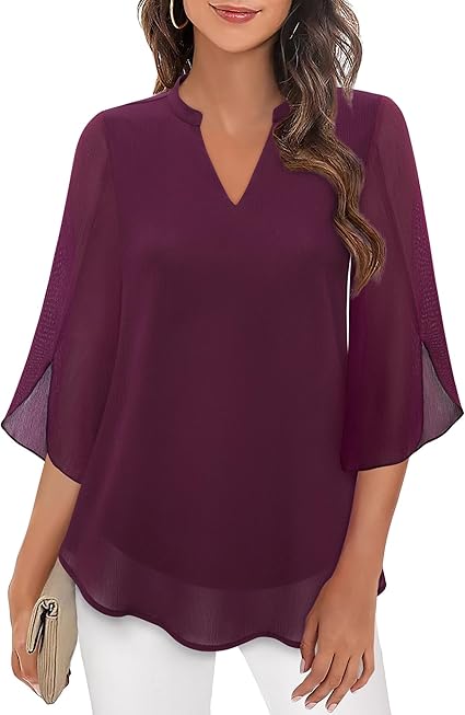 Luxe gelaagde damesblouse met elegante V-hals – Sophie