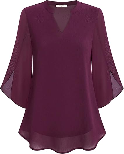 Luxe gelaagde damesblouse met elegante V-hals – Sophie