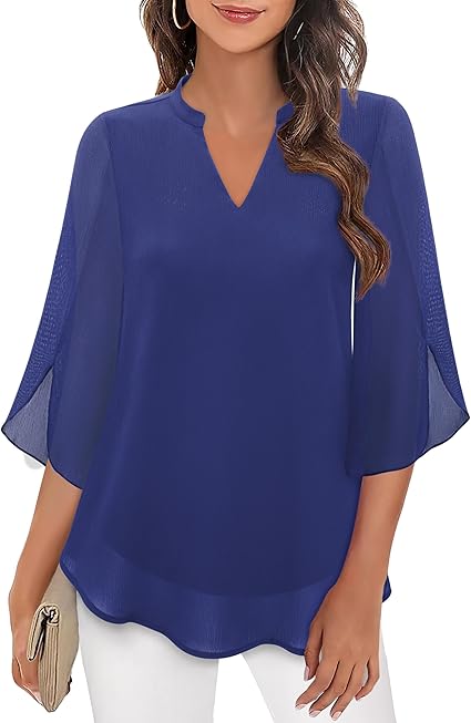 Luxe gelaagde damesblouse met elegante V-hals – Sophie