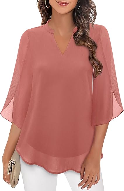 Luxe gelaagde damesblouse met elegante V-hals – Sophie