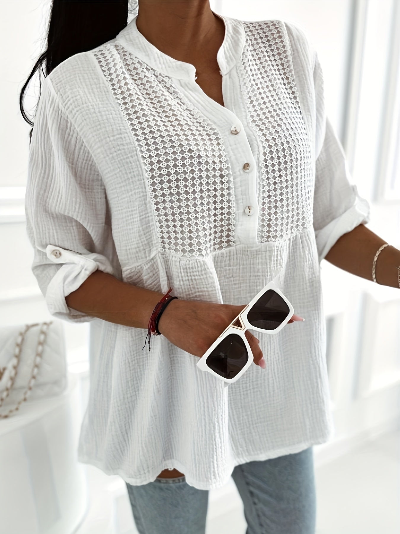 Linnen dames shirt ademend zomer knoopsluiting – Alviora