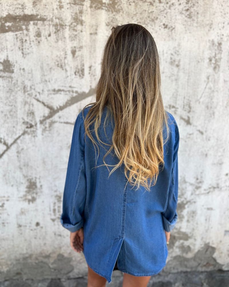 Dames denim jas relaxed fit blauw knopen stijl – Elvarra