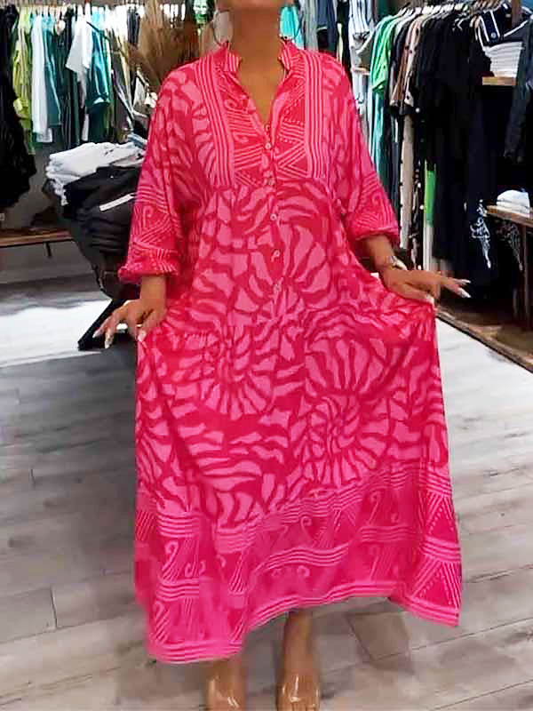 Zomerse V-Hals Jurk met Print en Comfort – Julie