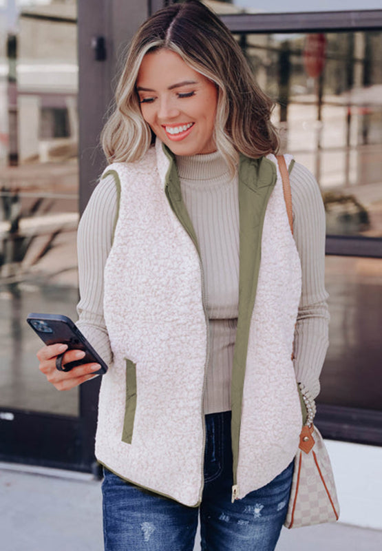 Zacht fleece vest met rits en zakken – Nova