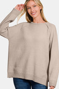 Sweater met zijsplitten en raglanmouwen – Elise