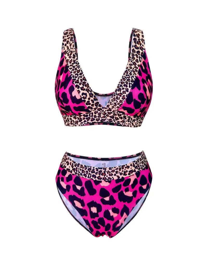 Panterprint bikini dames V-hals hoog model – Zayenna