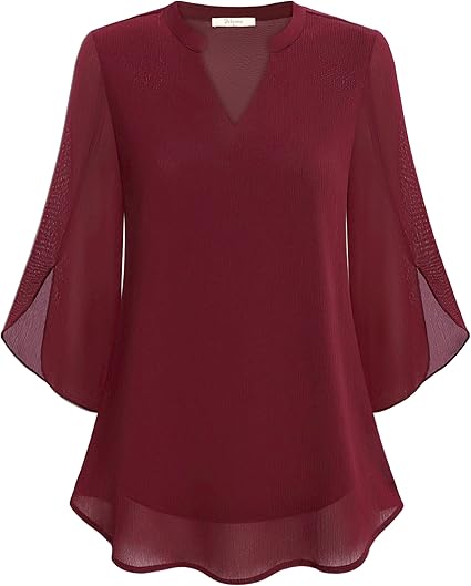 Luxe gelaagde damesblouse met elegante V-hals – Sophie