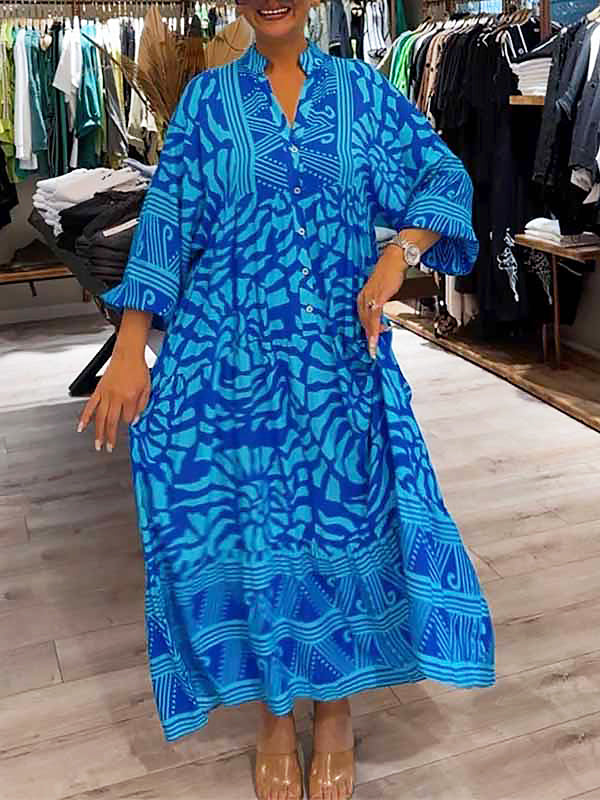 Zomerse V-Hals Jurk met Print en Comfort – Julie