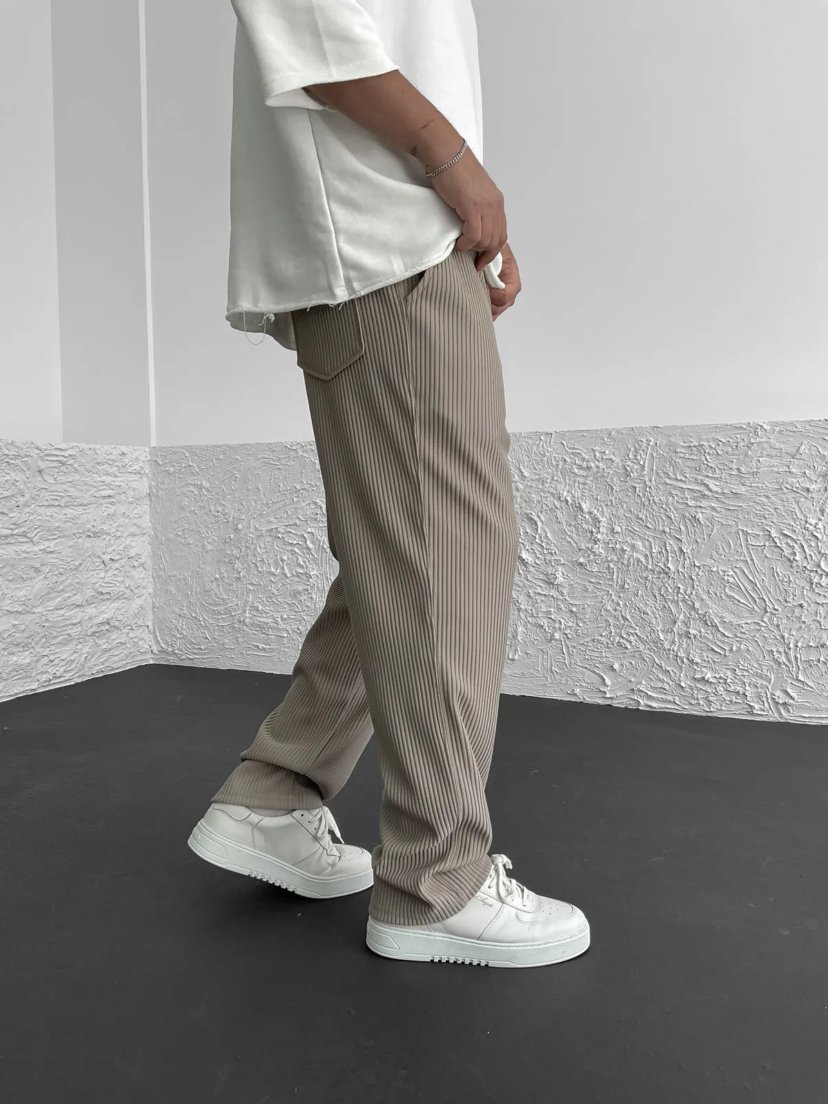 Geribbelde Herenbroek Spandex Comfort Stretch Fit – Nexoro