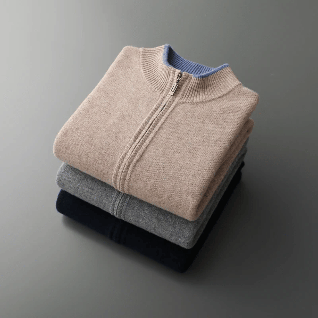 Luxe kasjmier vest met rits voor heren – Amari