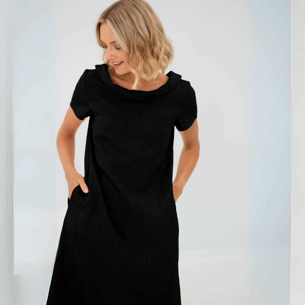 Linnen Katoenen Jurk Dames Elegant Tijdloos – Alina
