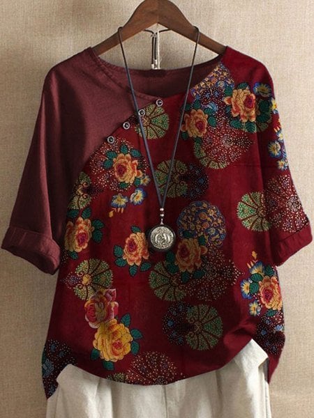 Zomerblouse Bloemenprint Losse Pasvorm Grote Maten – Felice