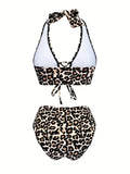 Panterprint Bikini met Halter en Hoge Snit – Seravena