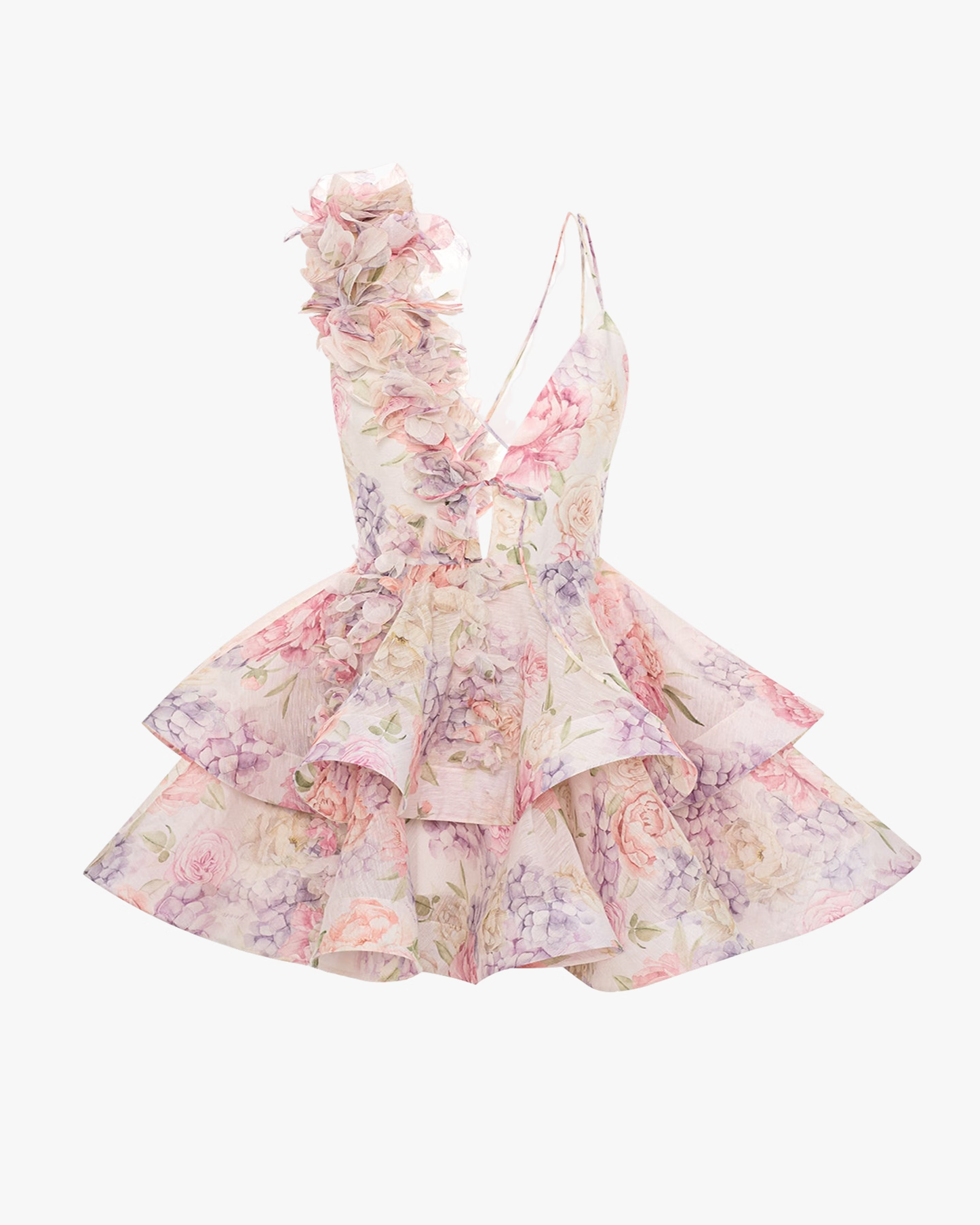 Zomerse one-shoulder jurk met 3D bloemen – Elina