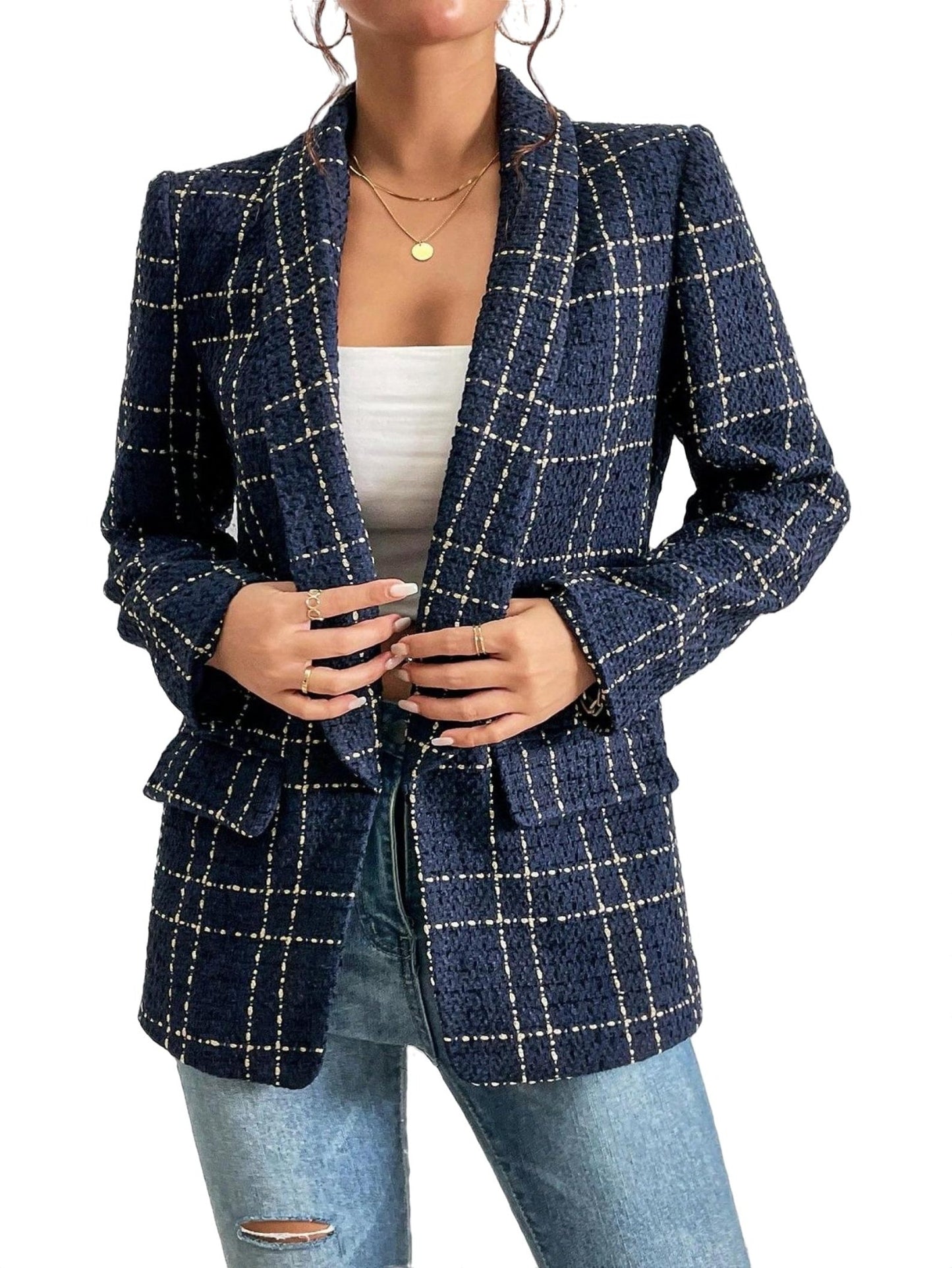Geruite damesblazer voor elegante stijl en comfort – Clara