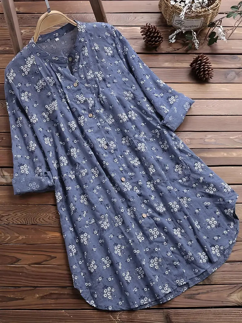Bloemen Overhemd Dames Zomer Katoen Look – Arvella