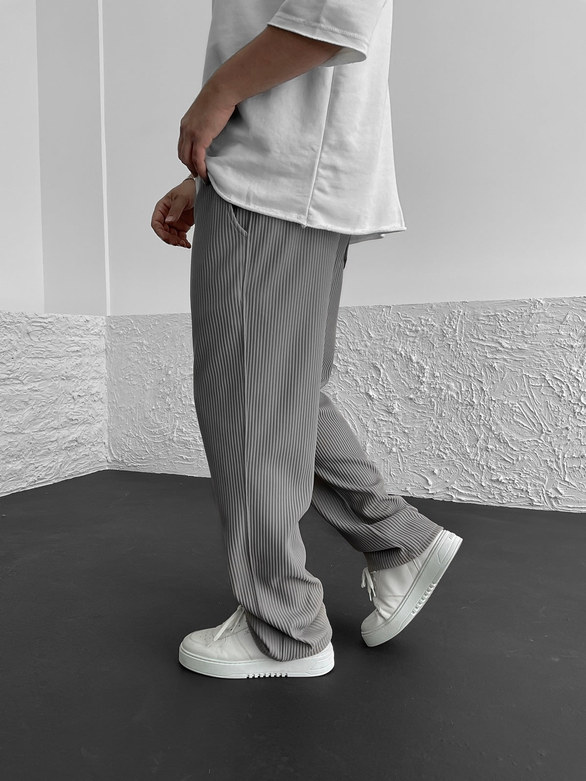 Geribbelde Herenbroek Spandex Comfort Stretch Fit – Nexoro