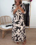 Maxi-jurk met print en lange mouwen – Amara