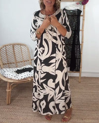 Maxi-jurk met print en lange mouwen – Amara
