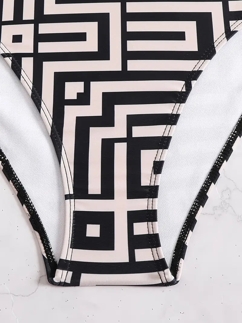 Bandeau bikini dames geometrische print set – Elina