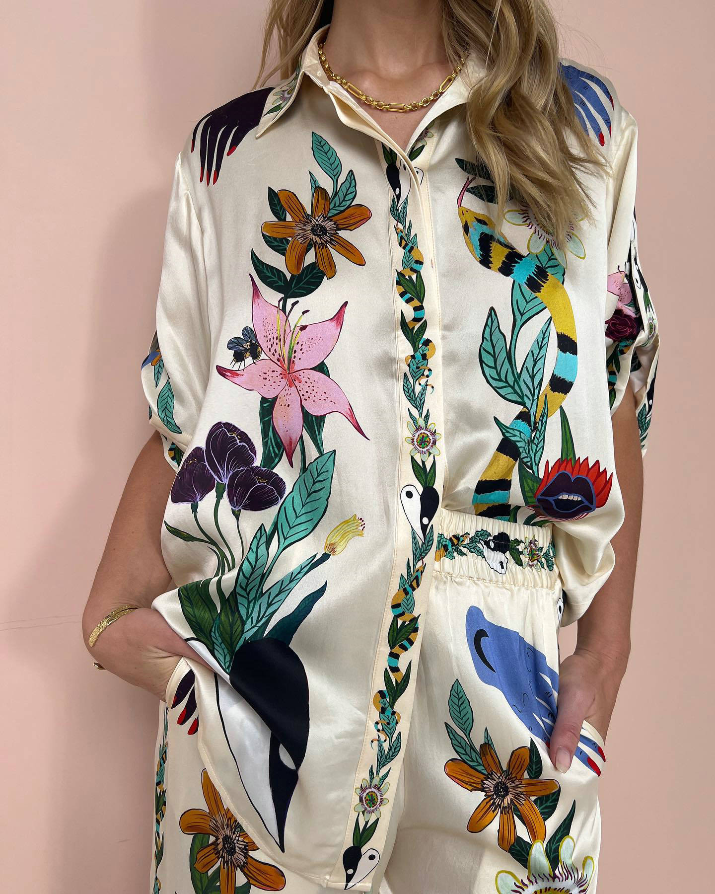 Satijnen bloemen loungewear set voor dames – Aylin