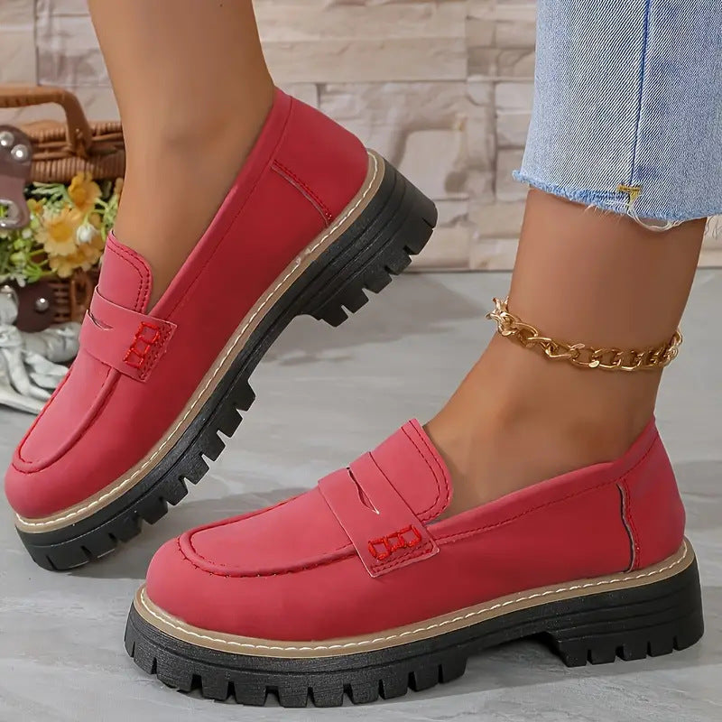 Chunky dames loafers met verhoogde zool en suede – Lurova