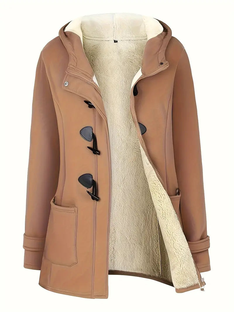 Warme dames winterjas met bontvoering en capuchon – Valentina