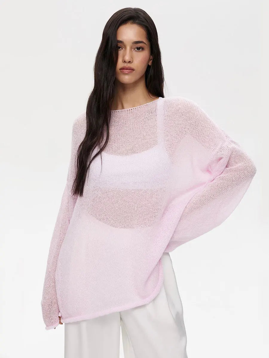 Oversized gehaakte trui met holo-effect voor dames – Fleur