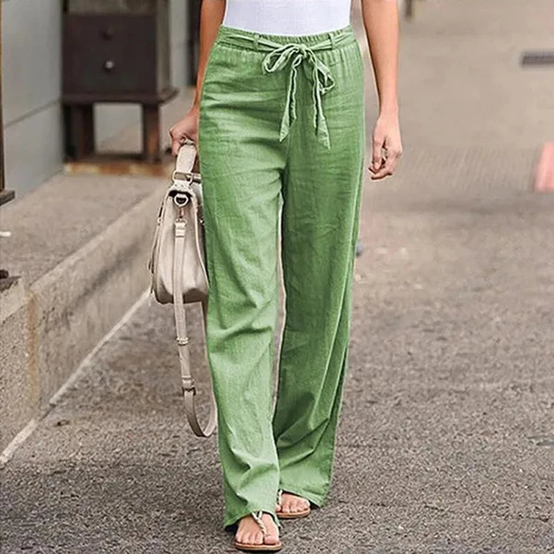 Dames Linnen Broek Elastische Taille Ademend Comfort – Valesca