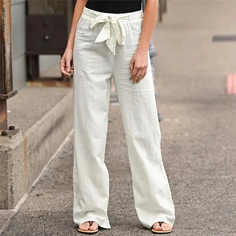 Dames Linnen Broek Elastische Taille Ademend Comfort – Valesca