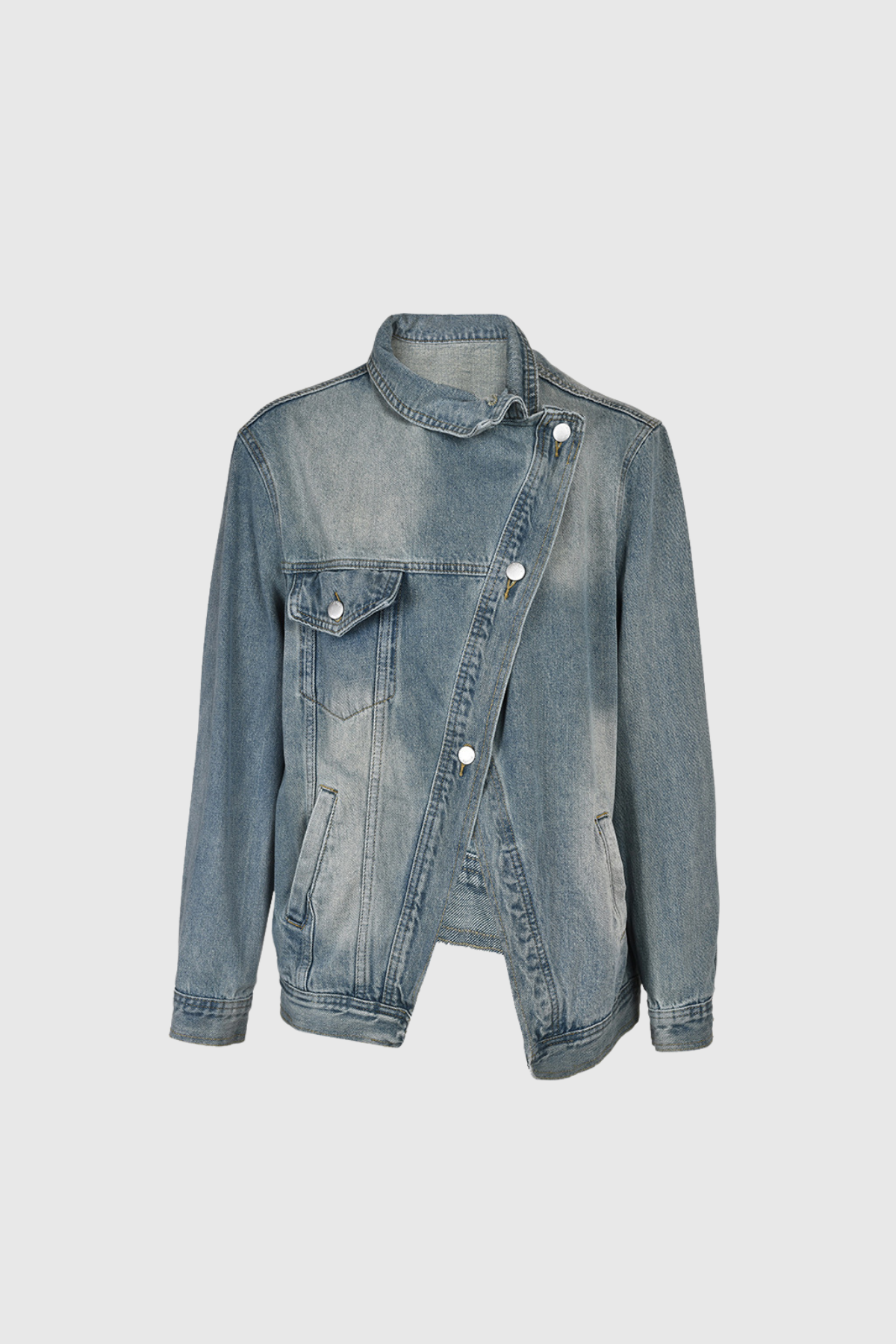 Asymmetrische Oversized Spijkerjas - Vivid Twist Denim Jacket